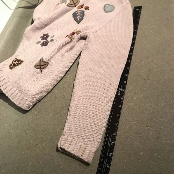 Vintage Cozy Ramie Cotton Blend Cardigan Fall Leaves Appliqué - Picture 10 of 10